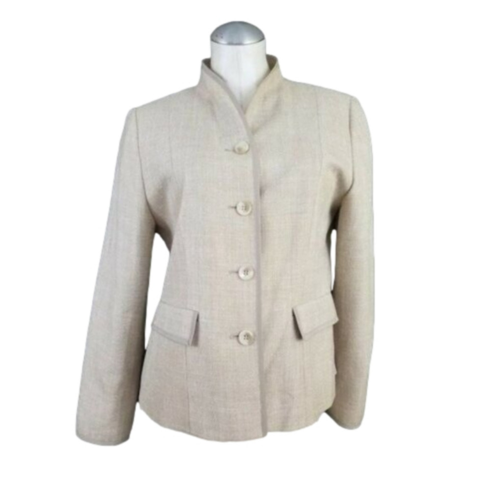 Pendleton Size 10P Tan Beige Blazer Wool Silk - Picture 2 of 7